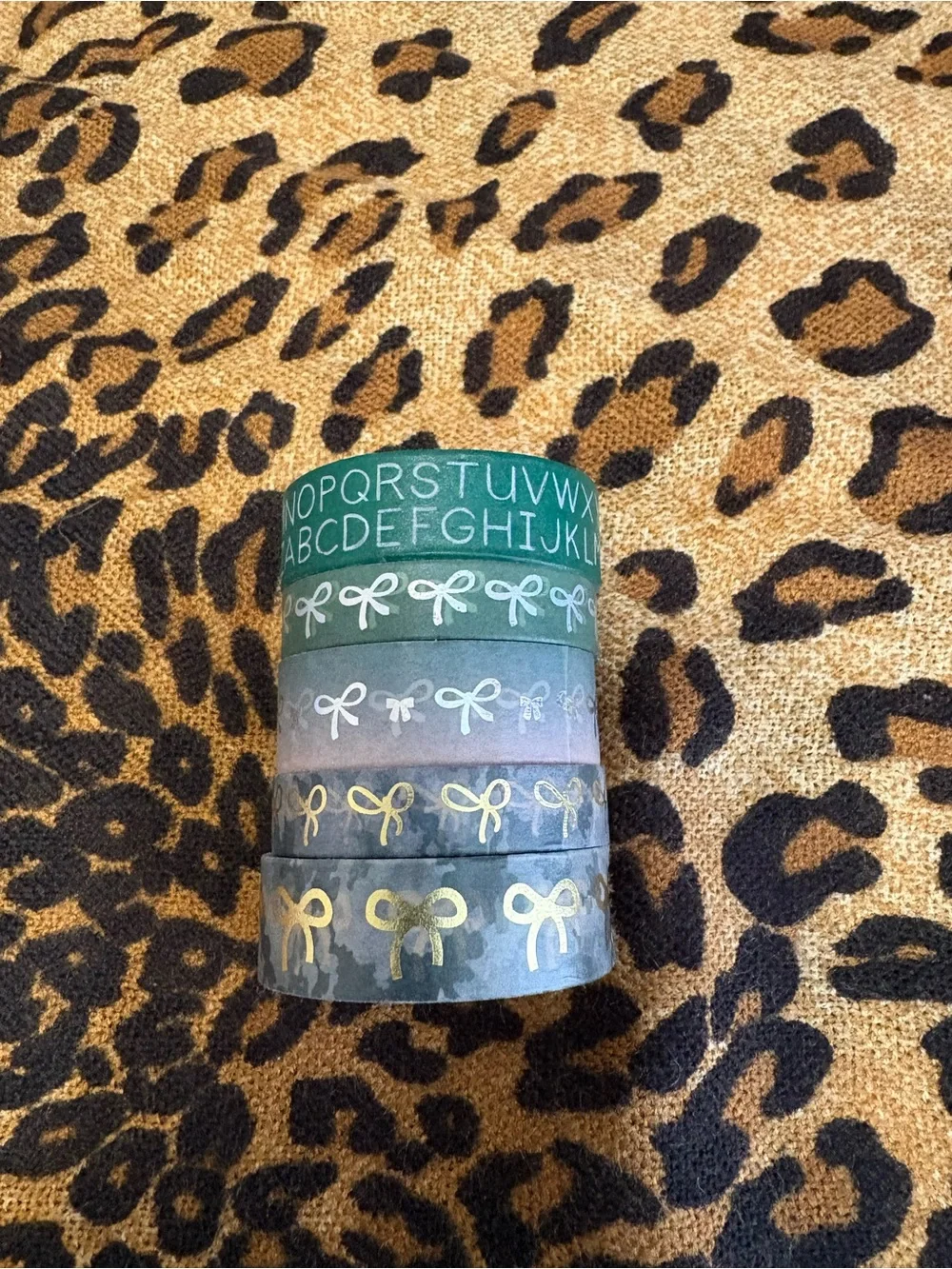 Decorative Alphabet & Bow Washi Tape Set - Green, Teal, Pink, Gray